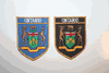 2 ONTARIO CREST CANADIAN PROVINCIAL EMBROIDERED IRON ON SHIELD PATCHES CRESTS BADGES .. CHOOSE YOUR COLOR .. NEW