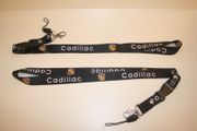 2 (PAIR) BLACK CADILLAC CAR AUTOMOBILE LANYARDS KEYCHAINS PASSHOLDER ... NEW