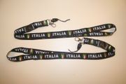 2 (PAIR) ITALIA  BLACK LANYARDS KEYCHAINS PASSHOLDERS ITALY ITALIAN...NEW