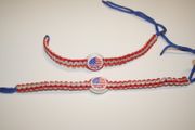 2 (PAIR) USA STARS AND STRIPES WOVEN BRACELET...HOT HOT