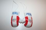 2 PERU COUNTRY FLAG SET OF MINIATURE BOXING GLOVES .. HIGH QUALITY NEW