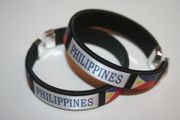 2 PHILIPPINES BLACK COUNTRY FLAG FLEXIBLE  BRACELETS WRISTBANDS  .... NEW