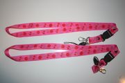 2 PINK CHERRY LANYARDS KEYCHAINS PASSHOLDERS TICKET HOLDERS .. NEW