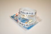 2 POLAND COUNTRY FLAG FIFA WORLD CUP SOCCER WHITE BRACELETS .... NEW