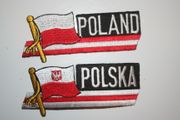2 POLAND POLSKA COUNTRY FLAG WORD IRON ON PATCHES CRESTS BADGES .. NEW