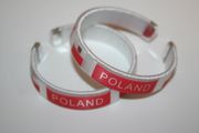 2 POLAND WHITE COUNTRY FLAG FLEXIBLE C' BRACELETS WRISTBANDS .. POLSKA .. NEW