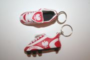 2 POLSKA POLAND COUNTRY FLAG SOCCER FOOTBALL SHOE CLEAT KEYCHAIN .. FIFA WORLD CUP EURO .. NEW