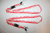 2 POLSKA RED & WHITE STIPED LANYARDS KEYCHAINS PASSHOLDERS .. POLAND .. NEW