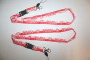2 POLSKA RED & WHITE STIPED LANYARDS KEYCHAINS PASSHOLDERS .. POLAND .. NEW