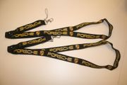 2  PORSCHE BLACK HIGH QUALITY SPORTS CAR LANYARDS KEYCHAINS PASSHOLDERS ... NEW