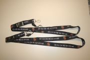 2 PORSCHE BLACK SPORTS CAR  LANYARDS KEYCHAINS PASSHOLDERS ... NEW