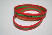 2 PORTUGAL RONALDO 7 RED AND GREEN LAYERED SILICONE BRACELETS WRISTBANDS .. FIFA WORLD CUP SOCCER FOOTBALL .. NEW