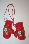 2 PORTUGAL SANTA MARIA LOGO PAIR OF MINIATURE BOXING GLOVES KEYCHAINS ..NEW
