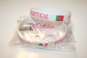 2 PORTUGAL WHITE SOCCER FOOTBALL SILICONE BRACELETS ... NEW