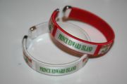 2 PRINCE EDWARD ISLAND PROVINCIAL FLAG FLEXBILE C BRACELET WRISTBANDS .. PEI  .. CHOOSE YOUR COLOR .. NEW