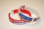 2 PUERTO RICO COUNTRY FLAG FLEXIBLE METAL NYLON BRACELETS .. CHOOSE BETWEEN RED & WHITE BRACELETS ... NEW