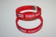 2 PUERTO RICO RED COUNTRY FLAG FLEXIBLE C BRACELETS WRISTBANDS ... NEW
