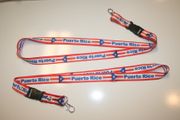 2 PUERTO RICO WHITE AND RED COUNTRY FLAG LANYARDS KEYCHAINS PASSHOLDERS ... NEW