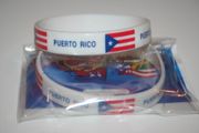 2 PUERTO RICO WHITE COUNTRY FLAG SILICONE BRACELETS WRISTBANDS .. NEW