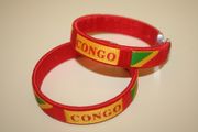 2 REPUBLIC OF CONGO COUNTRY FLAG RED FLEXIBLE BRACELETS WRISTBANDS .. NEW