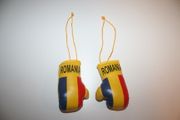 2 ROMANIA COUNTRY FLAG SET OF MINIATURE BOXING GLOVES .. HIGH QUALITY NEW