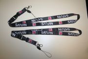 2 SATURN CAR BLACK AUTOMOBILE HIGH QUALITY LANYARDS KEYCHAINS PASSHOLDERS . NEW