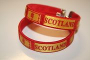 2 SCOTLAND COUNTRY FLAG RED FLEXIBLE METAL NYLON BRACELETS ... FIFA WORLD CUP SOCCER FOOTBALL ... NEW