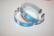 2 SCOTLAND WHITE COUNTRY FLAG FLEXIBLE C BRACELETS WRISTBANDS .. ST ANDREWS CROSS .. NEW 