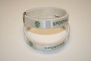 2 SCP SPORTING PORTUGAL WHITE  SOCCER FOOTBALL WHITE FLEXIBLE METAL NYLON BRACELETS .... NEW