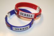 2 SERBIA COUNTRY FLAG FLEXIBLE METAL NYLON BRACELETS .. 2 RED OR 2 BLUE OR (1 RED & 1 BLUE) ... NEW
