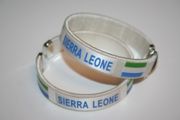 2 SIERRA LEONE WHITE COUNTRY FLAG FLEXIBLE C BRACELETS WRISTBANDS .. NEW