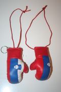 2 SLOVENIA COUNTRY FLAG PAIR OF MINIATURE BOXING GLOVE KEYCHAINS .. FIFA WORLD CUP ..NEW