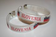 2 SLOVENIA WHITE COUNTRY FLAG FLEXIBLE METAL NYLON BRACELETS WRISTBANDS ... NEW