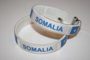 2 SOMALIA WHITE COUNTRY FLAG FLEXIBLE METAL NYLON BRACELETS WRISTBANDS ... NEW