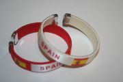 2 SPAIN COUNTRY FLAG FLEXIBLE C BRACELETS WRISTBANDS .. CHOOSE YOUR COLOR .. FIFA WORLD CUP ... NEW