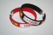 2 SPAIN COUNTRY FLAG FLEXIBLE C BRACELETS WRISTBANDS .. CHOOSE YOUR COLOR .. FIFA WORLD CUP .. NEW