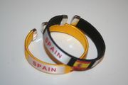 2 SPAIN COUNTRY FLAG FLEXIBLE C BRACELETS WRISTBANDS .. CHOOSE YOUR COLOR ... FIFA WORLD CUP SOCCER FOOTBALL .. NEW
