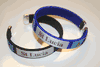 2 ST LUCIA COUNTRY FLAG FLEXIBLE METAL NYLON BRACELETS ... CHOOSE BLACK OR BLUE BRACELETS ... NEW