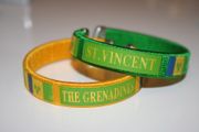 2 ST VINCENT THE GRENADINES COUNTRY FLAG FLEXIBLE METAL NYLON BRACELETS WRISTBANDS ... CHOOSE YOUR COLOR ... NEW