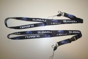 2 SUBARU BLACK HIGH QUALITY CAR LANYARDS KEYCHAINS PASSHOLDERS .. AUTOMOBILE ..NEW