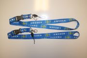 2 SWEDEN BLUE COUNTRY FLAG LANYARDS KEYCHAINS PASSHOLDERS ...NEW