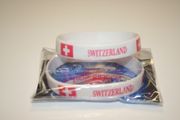 2 SWITZERLAND COUNTRY FLAG WHITE SILICONE BRACELETS ... NEW