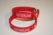 2 SWITZERLAND RED COUNTRY FLAG FLEXIBLE METAL NYLON BRACELETS ... NEW
