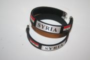 2 SYRIA COUNTRY FLAG BLACK FLEXIBLE C BRACELETS WRISTBANDS ... NEW