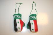 2 SYRIA COUNTRY FLAG SET OF 2 MINIATURE BOXING GLOVES ... HIGH QUALITY .. NEW