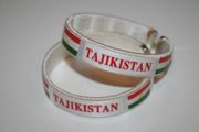 2 TAJIKISTAN WHITE COUNTRY FLAG FLEXIBLE BRACELETS WRISTBANDS .. NEW