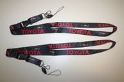 2 TOYOTA BLACK HIGH QUALITY CAR LANYARDS KEYCHAINS PASSHOLDERS ... AUTOMOBILE .. NEW 