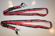 2 TRINIDAD & TOBAGO BLACK AND RED STRIPED COUNTRY FLAG LANYARDS KEYCHAINS PASSHOLDERS NECKSTRAPS ... FIFA WORLD CUP SOCCER FOOTBALL ...NEW