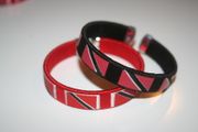 2 TRINIDAD & TOBAGO COUNTRY FLAG FLEXIBLE METAL NYLON BRACELETS ... (IN BLACK OR RED COLOR) ... NEW