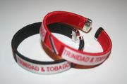 2 TRINIDAD & TOBAGO COUNTRY FLAG FLEXIBLE METAL NYLON BRACELETS ... (IN BLACK OR RED COLOR) ... NEW